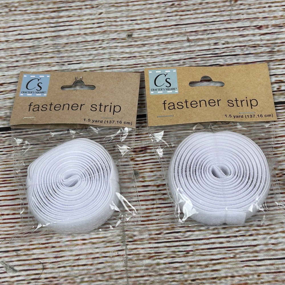 2 Pack Crafter's Square White Fastener Strip Hook and Loop 1.5‎ Yard Each 237539